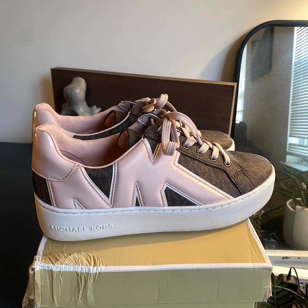 Michael Kors Pink and Brown Women's Sneakers - Picture 2 of 8